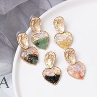 New Simple Heart-shaped Natural Stone Alloy Earrings Nhjj146774 main image 6