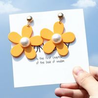 Fresh And Sweet Acrylic Four-color Flower Earrings Nhpf146775 main image 1