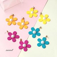 Fresh And Sweet Acrylic Four-color Flower Earrings Nhpf146775 main image 3