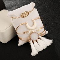 Fashion Alloy Turquoise Stone Shell Wire Tassel 5 Piece Bracelet Nhgy146942 main image 5