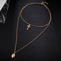 Fashion Simple Alloy Geometric Drop Oil Cross Multilayer Necklace Nhgy146943 main image 4