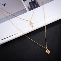 Fashion Simple Alloy Geometric Drop Oil Cross Multilayer Necklace Nhgy146943 main image 5
