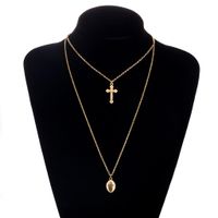 Fashion Simple Alloy Geometric Drop Oil Cross Multilayer Necklace Nhgy146943 main image 6