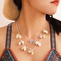 Fashion Old Flower Shell Alloy Necklace Nhgy146944 main image 3