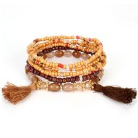 Bohemian Multi-layer Rice Beads Tassel Bracelet Nhct147120 main image 1