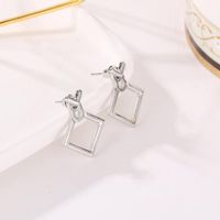 Japanische Und Koreanische Hot Sale Jewelry Mode Persönlichkeit All-match-ohrringe Minimalist Ische Geometrische Hohle Rautenförmige Quadratische Ohrringe Ohrringe Großhandel main image 5