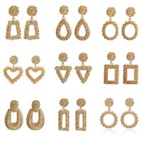 New Simple Alloy Geometric Relief Earrings Nhpf147182 main image 2