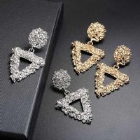 Fashion Hollow Embossed Triangular Alloy Earrings Nhpf147192 main image 3