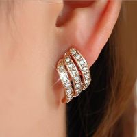 Europäische Und Amerikanische Retro Einfache Legierung Diamant Beliebte Ohrringe  Fashion Feather Angel Wings Dreireihige Diamant Ohrringe sku image 1