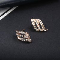 Europäische Und Amerikanische Retro Einfache Legierung Diamant Beliebte Ohrringe  Fashion Feather Angel Wings Dreireihige Diamant Ohrringe main image 3