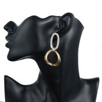 Koreanische Geometrische Design Ohrringe Hohle Ovale Strass Ring Metall Unregelmäßige Runde Ohrringe Mode All-match-ohrringe main image 3