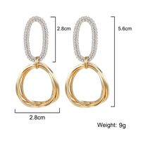 Koreanische Geometrische Design Ohrringe Hohle Ovale Strass Ring Metall Unregelmäßige Runde Ohrringe Mode All-match-ohrringe main image 4