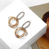 Koreanische Geometrische Design Ohrringe Hohle Ovale Strass Ring Metall Unregelmäßige Runde Ohrringe Mode All-match-ohrringe main image 5