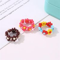 Colorful Braided Flowers Handmade Beaded Ring Nhdp147251 main image 4