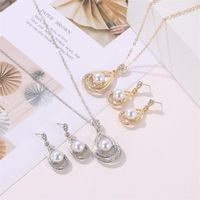 Fashion Beads Rhinestone Droplet Necklace Stud Earrings Jewelry Set Nhdp147266 main image 5