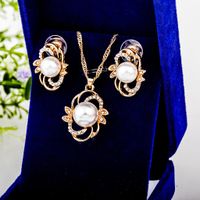 New Copper Inlaid Zircon Beads Earrings Necklace Jewelry Set Nhdp147268 main image 4