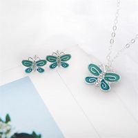 New Alloy Color Butterfly Necklace Earrings Jewelry Set Nhdp147272 main image 4