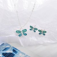 New Alloy Color Butterfly Necklace Earrings Jewelry Set Nhdp147272 main image 6