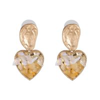 New Simple Heart-shaped Natural Stone Alloy Earrings Nhjj146774 sku image 3