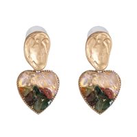 New Simple Heart-shaped Natural Stone Alloy Earrings Nhjj146774 sku image 5
