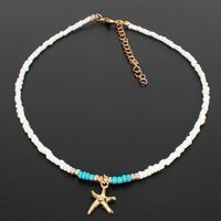 Bohemian Starfish Shell Color Rice Beads Choker Nhct147156 sku image 2