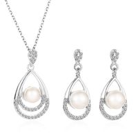 Conjunto De Joyas De Aretes De Perlas De Diamantes Con Forma De Collar De Perlas De Moda Nhdp147266 sku image 1