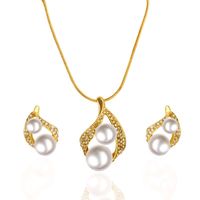 Fashion Simple Rhinestone Drop Beads Necklace Earrings Jewelry Set Nhdp147273 sku image 1