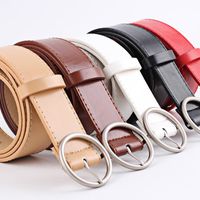 New Round Buckle Solid Color Wide Women Belt Nhpo147728 main image 18