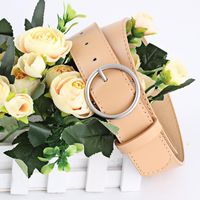 New Round Buckle Solid Color Wide Women Belt Nhpo147728 main image 17