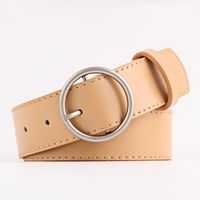 New Round Buckle Solid Color Wide Women Belt Nhpo147728 main image 3