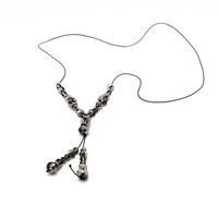 Hersteller Liefern Pistole Graue Glasperlen Quasten Halskette Einfache Funkelnde Handgemachte Perlen Halskette Studenten Pullover Kette main image 1
