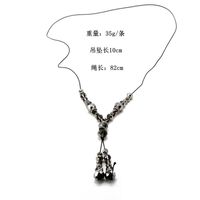 Simple Gun Grey Glass Beaded Tassel Necklace Nhom147773 main image 3