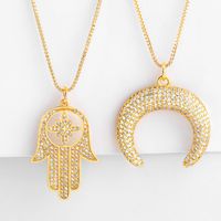 Womens Moon Zircon Copper Plated 18k Alloy Simple Necklaces Nhas147869 main image 1