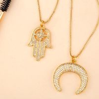 Womens Moon Zircon Copper Plated 18k Alloy Simple Necklaces Nhas147869 main image 6