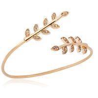 Style Coréen Nouveau Accessoires Froid Style De Mode Diamant-intégré Open Géométrique Bracelet Feuille En Forme De Bracelet De Femmes Bijoux En Gros main image 1