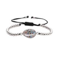 Grenz Überschreitende Mikro Eingelegte Zirkonium Farbe Verstellbares Armband Kupfer Perlen Gewebtes Muschel Armband Crown Bracelet main image 4