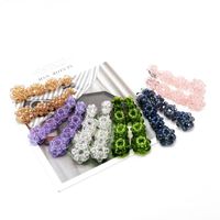 Fashion Woven Glass Beads Imitated Crystal Beads Long Woven Flower Ear Clip Nhom148007 main image 4