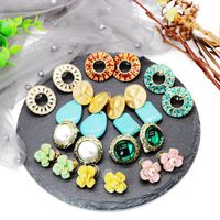 Fashion Flower Round Colored Rhinestone Earrings Nhom148014 main image 22