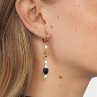 Fashion Drop Oil Bee Natural Beads Heart Earrings Nhlu147770 sku image 1