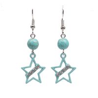 Fashion Love Five-pointed Star Inlaid Natural Turquoise Earrings Nhyl147938 sku image 1