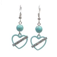 Fashion Love Five-pointed Star Inlaid Natural Turquoise Earrings Nhyl147938 sku image 3
