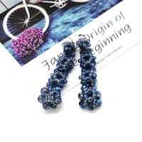 Fashion Woven Glass Beads Imitated Crystal Beads Long Woven Flower Ear Clip Nhom148007 sku image 9