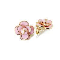 Fashion Flower Round Colored Rhinestone Earrings Nhom148014 sku image 1