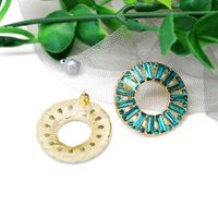 Fashion Flower Round Colored Rhinestone Earrings Nhom148014 sku image 14