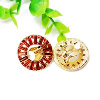 Fashion Flower Round Colored Rhinestone Earrings Nhom148014 sku image 17
