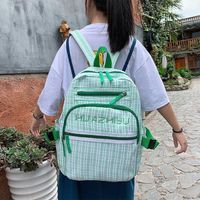 Korean Version Of The Campus Small Fresh Contrast Color Lattice Backpack Nhhx139585 main image 1
