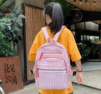 Koreanische Version Des Campus Kleine Frische Kontrast Farbe Plaid Rucksack Mori Abteilung Kunst Einfache Und Vielseitige Schüler Große Kapazität Schult Asche Weiblich main image 5