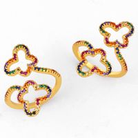 Fashion Copper Inlaid Zircon Color Openwork Butterfly Opening Ring Nhas148109 main image 1