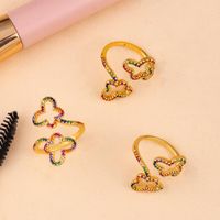 Fashion Copper Inlaid Zircon Color Openwork Butterfly Opening Ring Nhas148109 main image 5