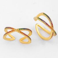 Rainbow Rings ترتفع المجوهرات تفتح خواتم متقاطعة هندسية ، وخواتم الماس الموضة بالجملة Rih90 main image 1